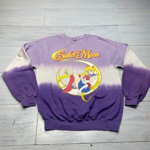Sailor Moon Sweatshirt Small Purple Ombre Dip Dye Anime Graphic Pullover Crew